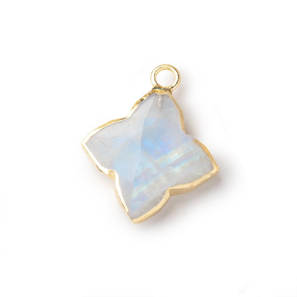 15-16mm Gold Leafed Rainbow Moonstone 4 Pointed Star Focal Pendant 1 piece (ONLINE ORDER ONLY)