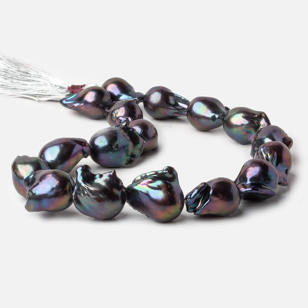 15-16mm Peacock Ultra Baroque Freshwater Pearls 16 inch 17 pcs .8mm drill hole AAA (ONLINE ORDER ONLY)