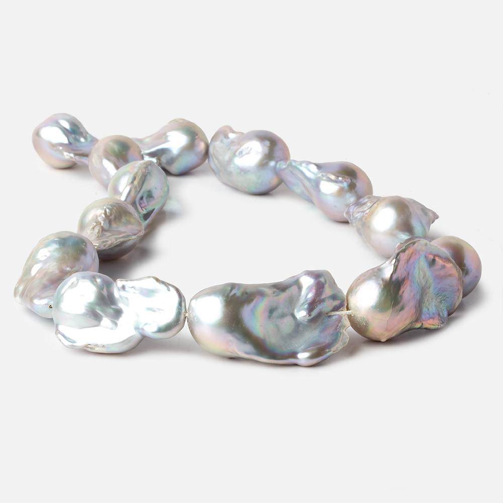 15-16mm Silver Ultra Baroque Freshwater Pearls 16 inch 13 pcs .8mm drill hole AAA (ONLINE ORDER ONLY)
