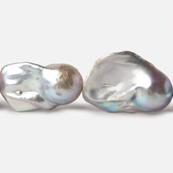 15-16mm Silver Ultra Baroque Freshwater Pearls 16 inch 14 pcs .8mm drill hole AAA (ONLINE ORDER ONLY)