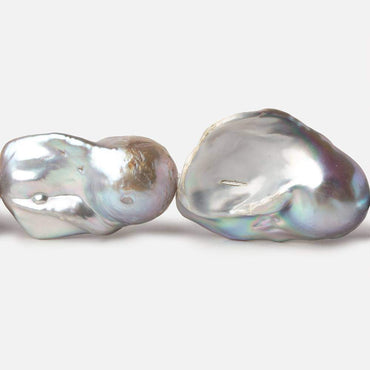 15-16mm Silver Ultra Baroque Freshwater Pearls 16 inch 14 pcs .8mm drill hole AAA (ONLINE ORDER ONLY)