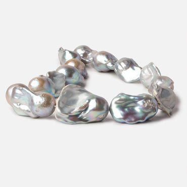 15-16mm Silver Ultra Baroque Freshwater Pearls 16 inch 14 pcs .8mm drill hole AAA (ONLINE ORDER ONLY)