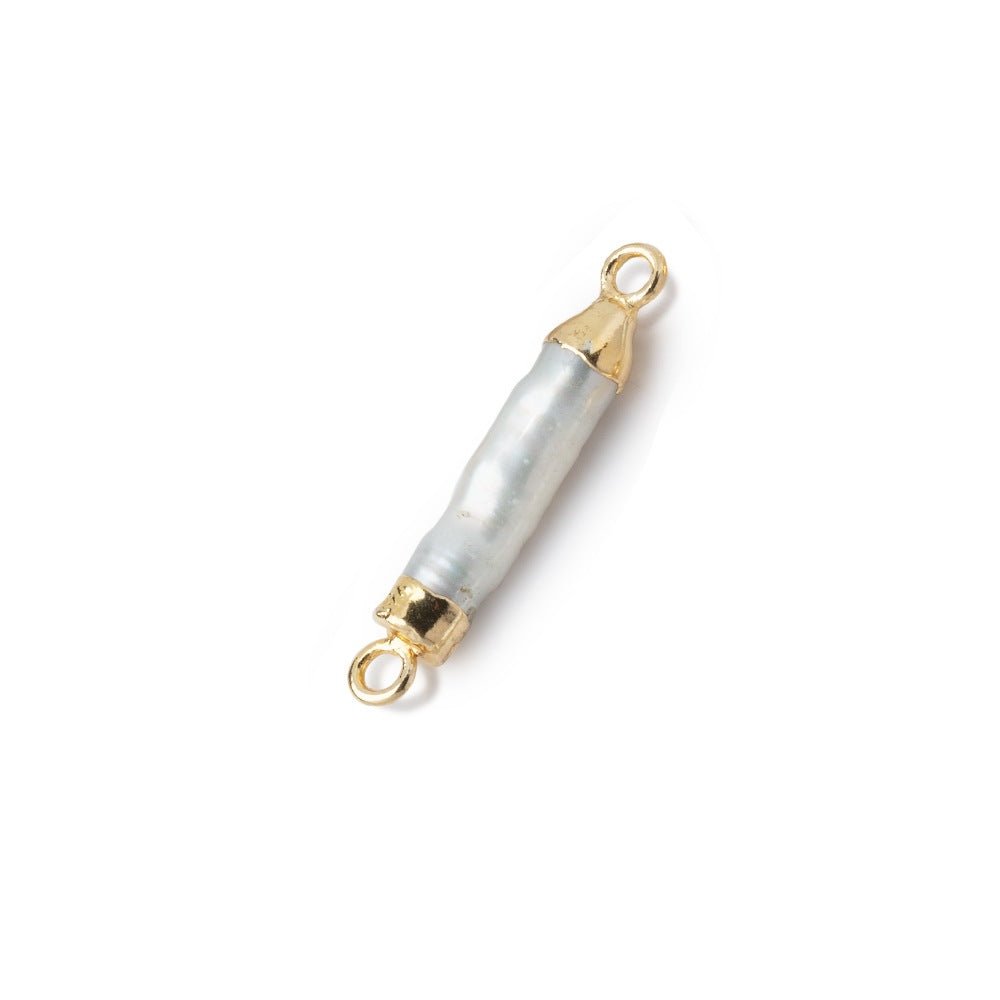 15-17mm Gold Leafed White Biwa Freshwater Pearl Connector 1 piece (ONLINE ORDER ONLY)