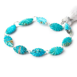 15-18mm Sleeping Beauty Turquoise Double Drill Carved Marquise 10 Beads (ONLINE ORDER ONLY)