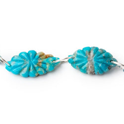 15-18mm Sleeping Beauty Turquoise Double Drill Carved Marquise 10 Beads (ONLINE ORDER ONLY)
