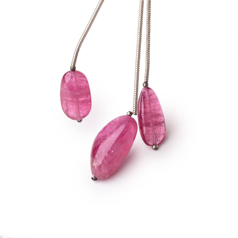 15-19mm Rubellite Tourmaline Plain Nugget Focal Beads Set of 3 AA (ONLINE ORDER ONLY)