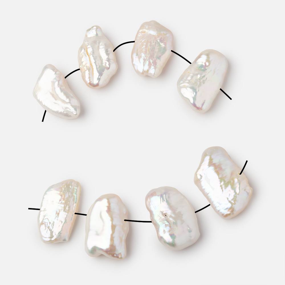 15-19mm White Side Drilled Biwa Focals Set of 4 pieces (ONLINE ORDER ONLY)