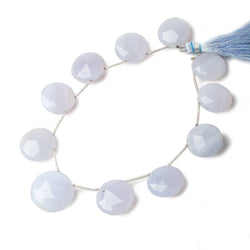 15-20mm Blue Turkish Chalcedony Top Drill Coins 8 inch 11 beads (ONLINE ORDER ONLY)
