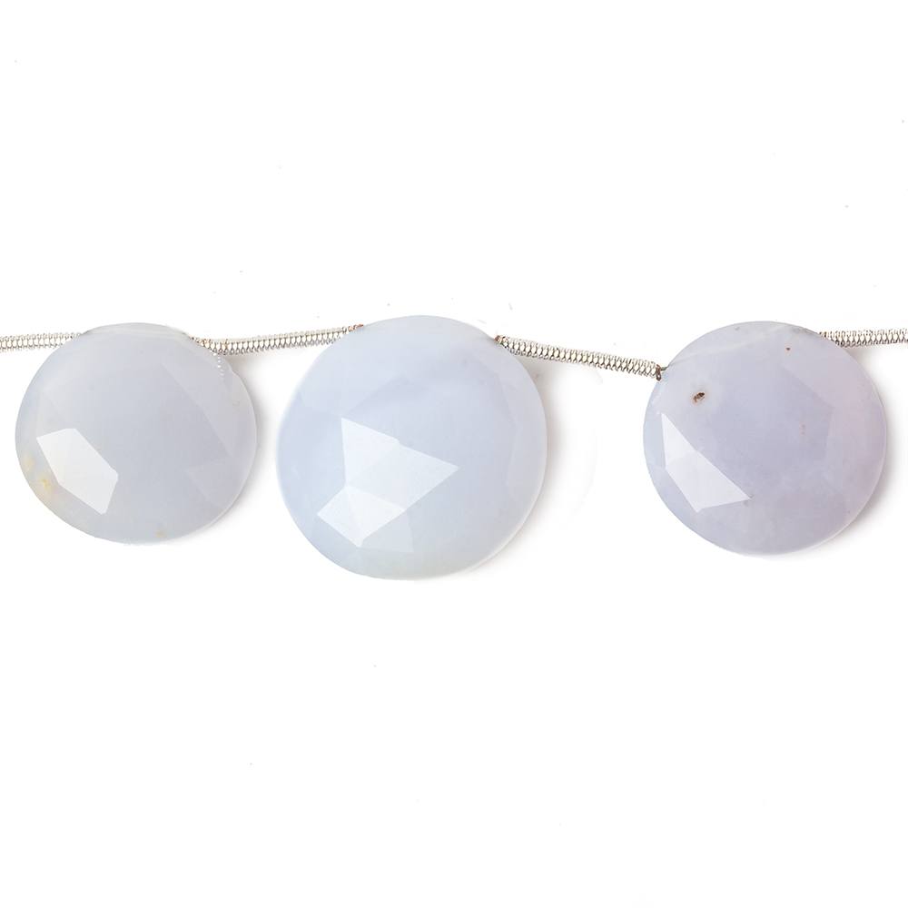 15-20mm Blue Turkish Chalcedony Top Drill Coins 8 inch 11 beads (ONLINE ORDER ONLY)