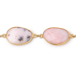 15-21mm Pink Peruvian Opal Faceted Nuggets Vermeil Bezeled Chain (ONLINE ORDER ONLY)