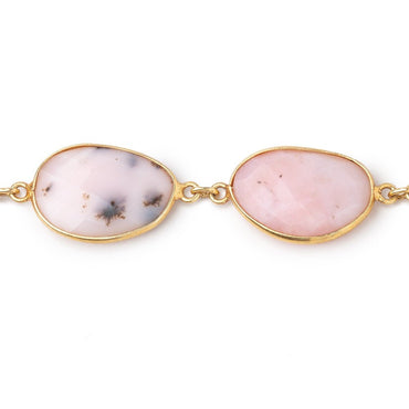 15-21mm Pink Peruvian Opal Faceted Nuggets Vermeil Bezeled Chain (ONLINE ORDER ONLY)