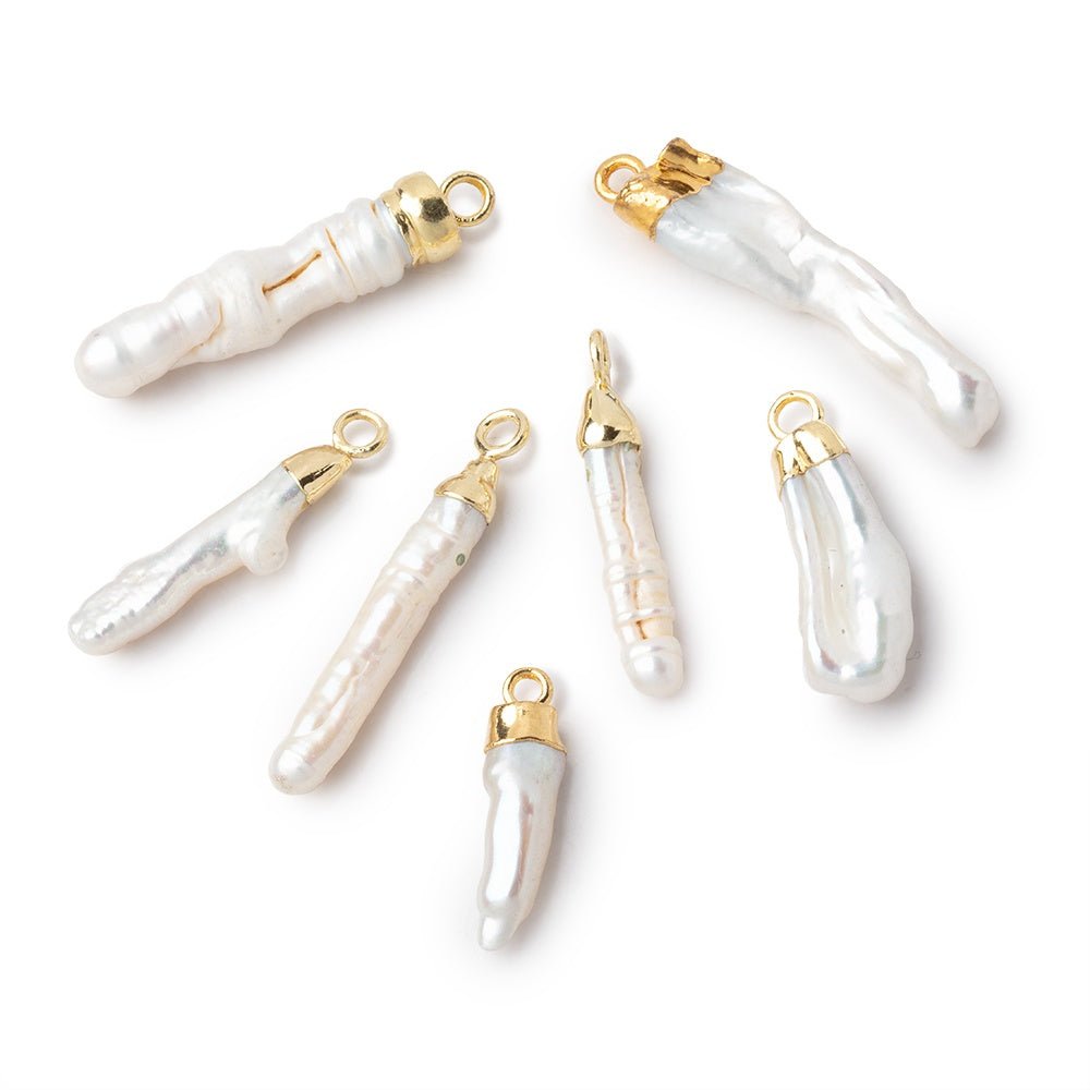 15-22mm Gold Leafed White Biwa Freshwater Pearl Pendant 1 piece (ONLINE ORDER ONLY)