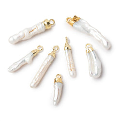 15-22mm Gold Leafed White Biwa Freshwater Pearl Pendant 1 piece (ONLINE ORDER ONLY)