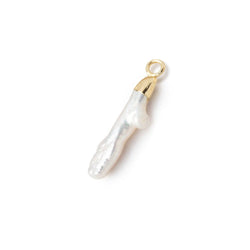 15-22mm Gold Leafed White Biwa Freshwater Pearl Pendant 1 piece (ONLINE ORDER ONLY)