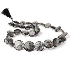 15-23mm Black Tourmalinated Quartz Faceted Coin Beads 20 inch 31 pieces AAA (ONLINE ORDER ONLY)