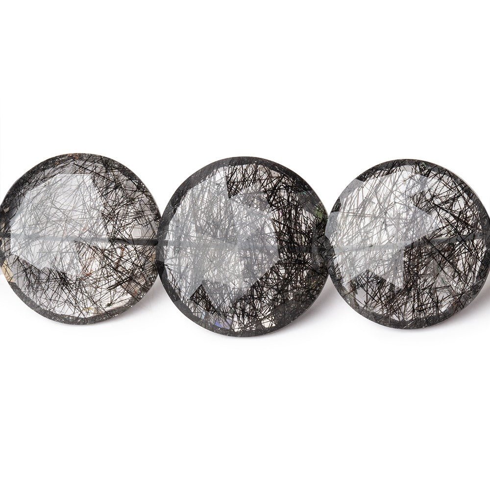 15-23mm Black Tourmalinated Quartz Faceted Coin Beads 20 inch 31 pieces AAA (ONLINE ORDER ONLY)