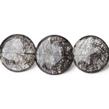15-23mm Black Tourmalinated Quartz Faceted Coin Beads 20 inch 31 pieces AAA (ONLINE ORDER ONLY)