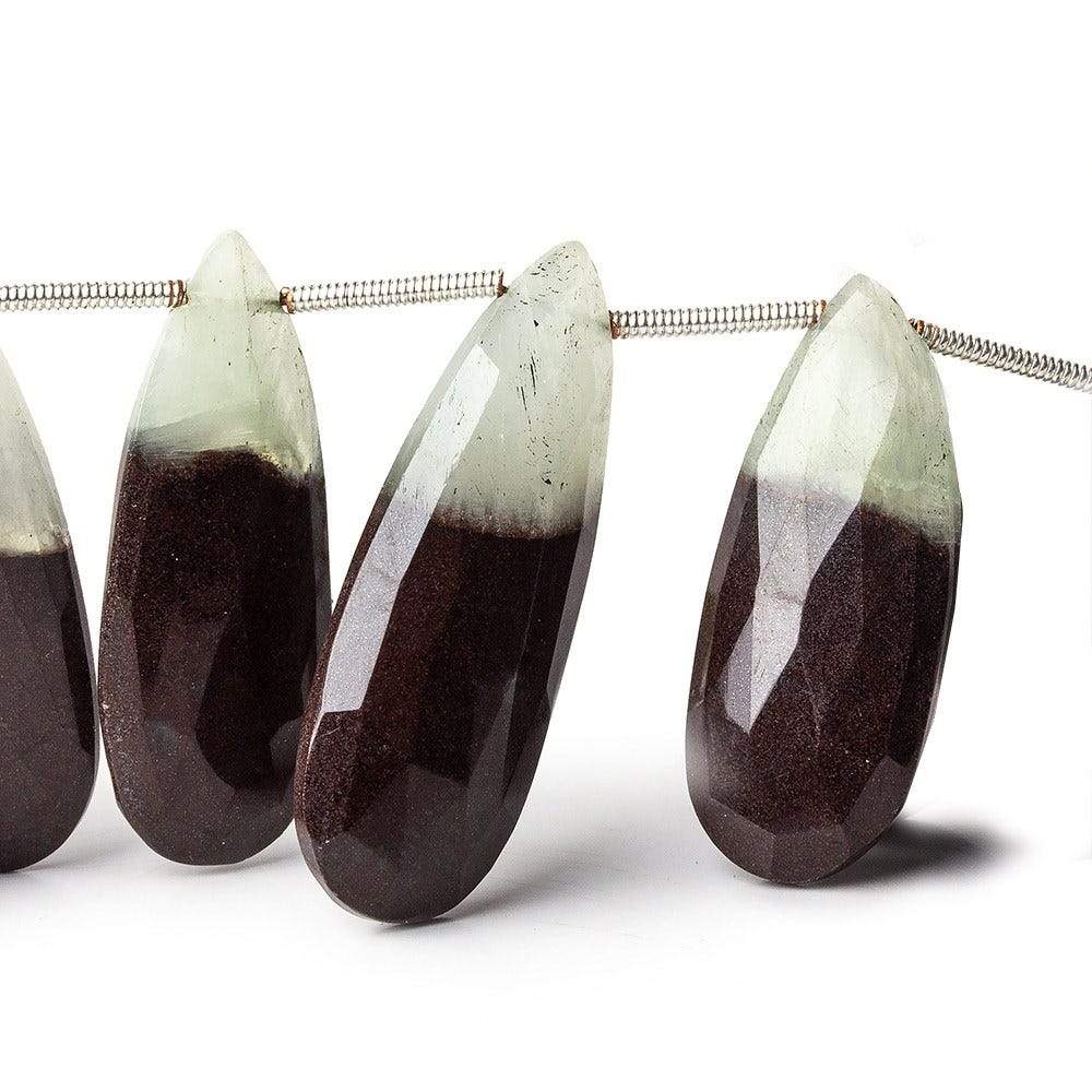 15-3mm Prehnite And Iron Ore Matrix Faceted Pears 7.75 inch 14 pieces (ONLINE ORDER ONLY)