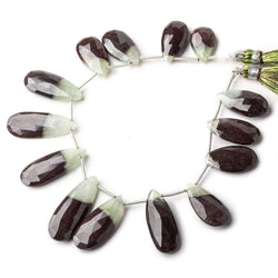 15-3mm Prehnite And Iron Ore Matrix Faceted Pears 7.75 inch 14 pieces (ONLINE ORDER ONLY)