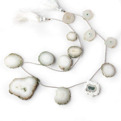 15-40mm Chlorite Solar Quartz Top Drilled Slice with Chlorite Edge 18 inch 13 pieces (ONLINE ORDER ONLY)