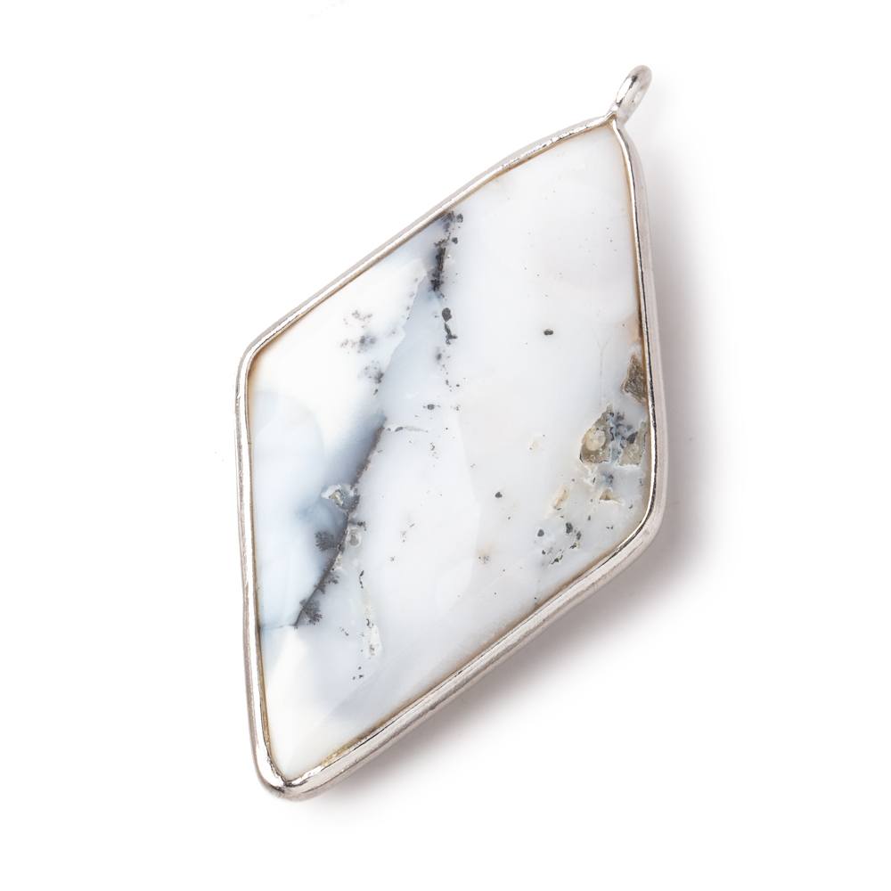 45x24mm Silver Bezel Dendritic Opal faceted Kite Pendant 1 piece (ONLINE ORDER ONLY)