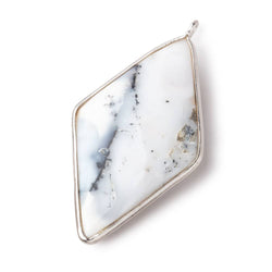 45x24mm Silver Bezel Dendritic Opal faceted Kite Pendant 1 piece (ONLINE ORDER ONLY)