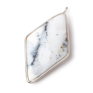 45x24mm Silver Bezel Dendritic Opal faceted Kite Pendant 1 piece (ONLINE ORDER ONLY)