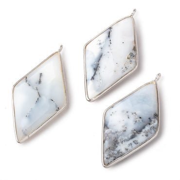 45x24mm Silver Bezel Dendritic Opal faceted Kite Pendant 1 piece (ONLINE ORDER ONLY)