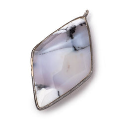 45x24mm Black Gold .925 Bezel Dendritic Opal faceted Kite Pendant 1 piece (ONLINE ORDER ONLY)