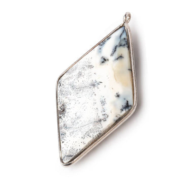 45x24mm Silver Bezel Opaque Dendritic Opal faceted Kite Pendant 1 piece (ONLINE ORDER ONLY)