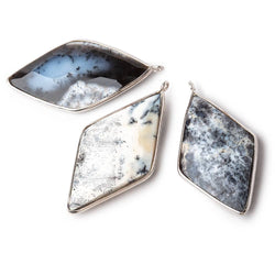 45x24mm Silver Bezel Opaque Dendritic Opal faceted Kite Pendant 1 piece (ONLINE ORDER ONLY)