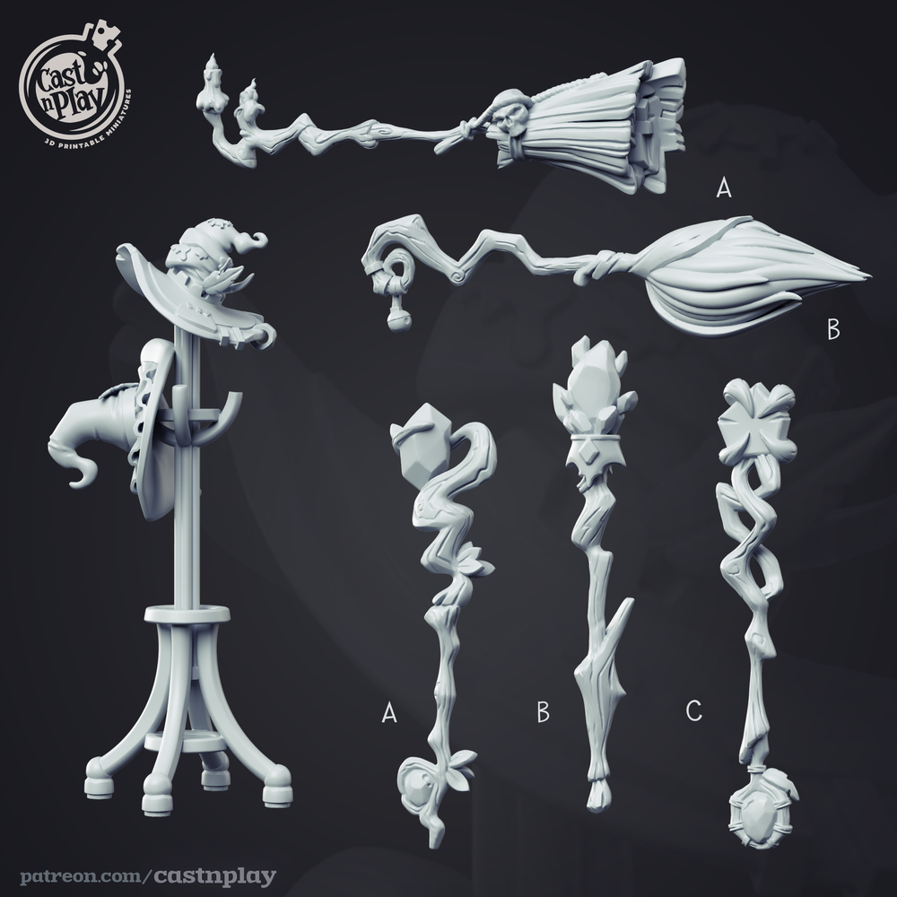 3D Printed Cast n Play Wizard Props Wizard's Guild Set 28mm 32mm D&D (Online Only)