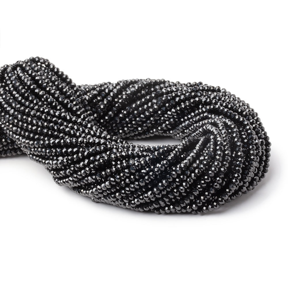 3mm Black Spinel Micro Faceted Rondelles 12.5 inch 130 Beads AAA (ONLINE ORDER ONLY)