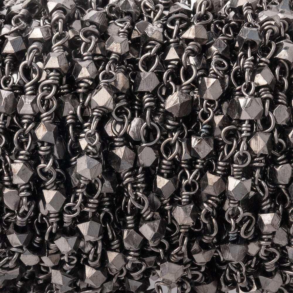 3mm Black Gold plated Copper Faceted Nuggets on Black Gold plated Chain (ONLINE ORDER ONLY)