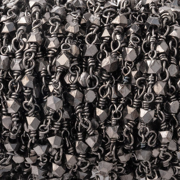 3mm Black Gold plated Copper Faceted Nuggets on Black Gold plated Chain (ONLINE ORDER ONLY)