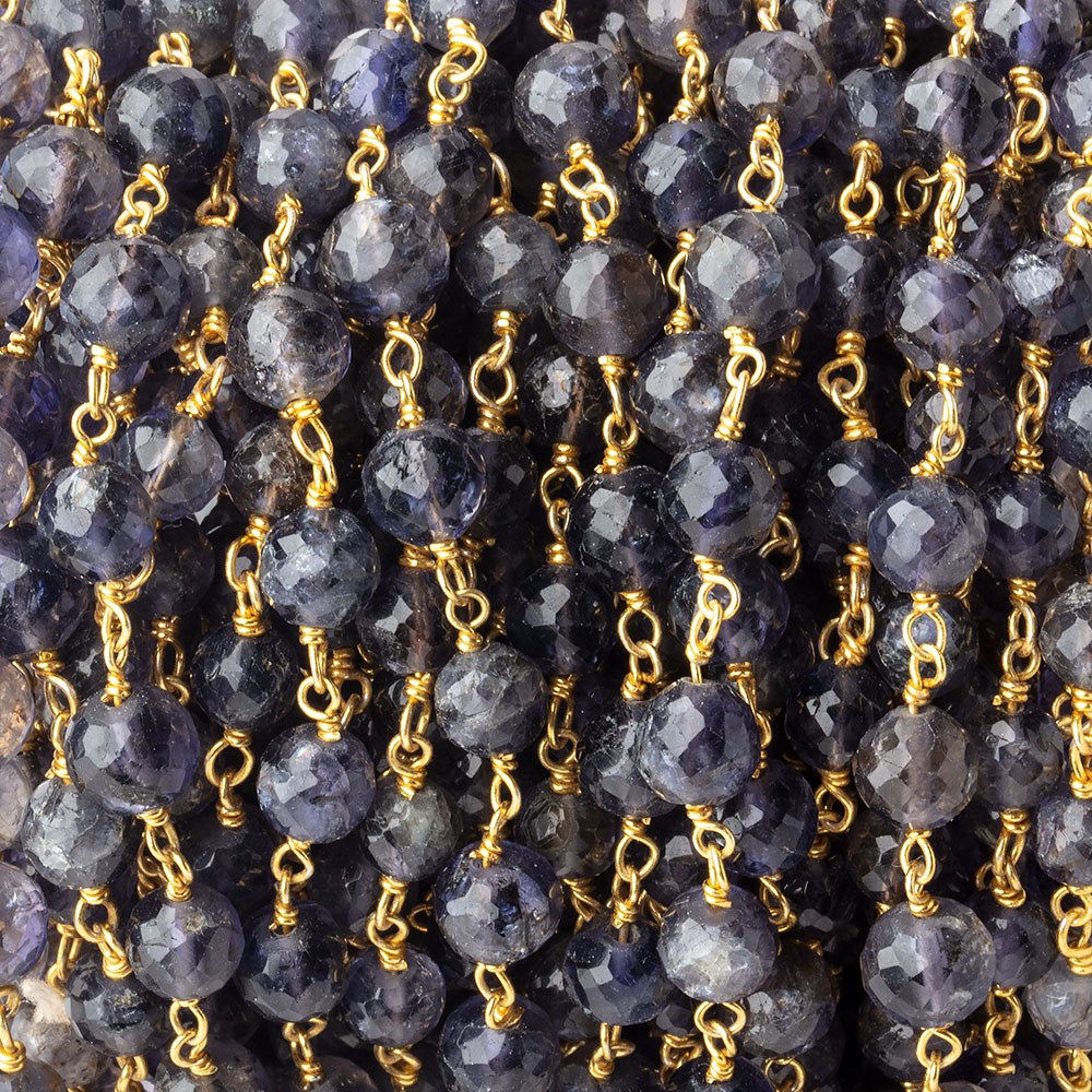 4.5-5mm Iolite faceted round Vermeil Chain by the foot 30 pieces (ONLINE ORDER ONLY)