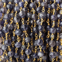 4.5-5mm Iolite faceted round Vermeil Chain by the foot 30 pieces (ONLINE ORDER ONLY)