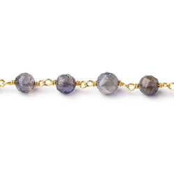 4.5-5mm Iolite faceted round Vermeil Chain by the foot 30 pieces (ONLINE ORDER ONLY)