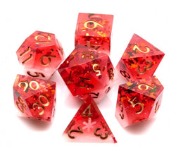 Translucent Red on Opaque White w/Foil Flakes 7-Dice Set Resin Sharp Edge RPG DND (Online Only)