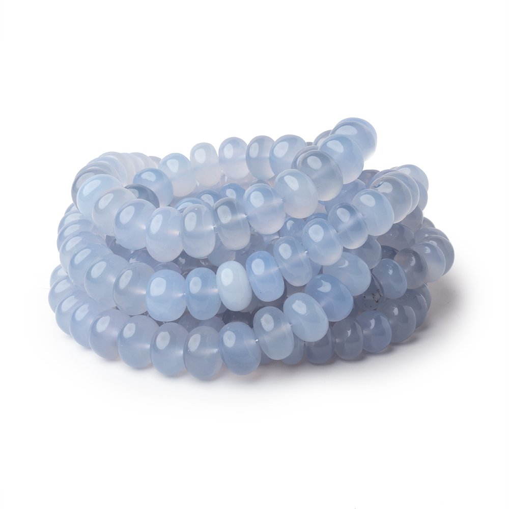 6-10mm Turkish Blue Chalcedony Plain Rondelle 16 inch 75 Beads AA (ONLINE ORDER ONLY)