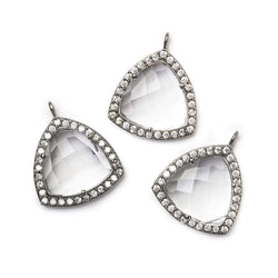 15.5mm Black Gold Bezel White CZ and Crystal Quartz Triangle Pendant 1 piece (ONLINE ORDER ONLY)