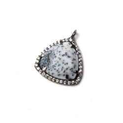 15.5mm Black Gold Bezel White CZ and Dendritic Opal Triangle Pendant 1 piece (ONLINE ORDER ONLY)