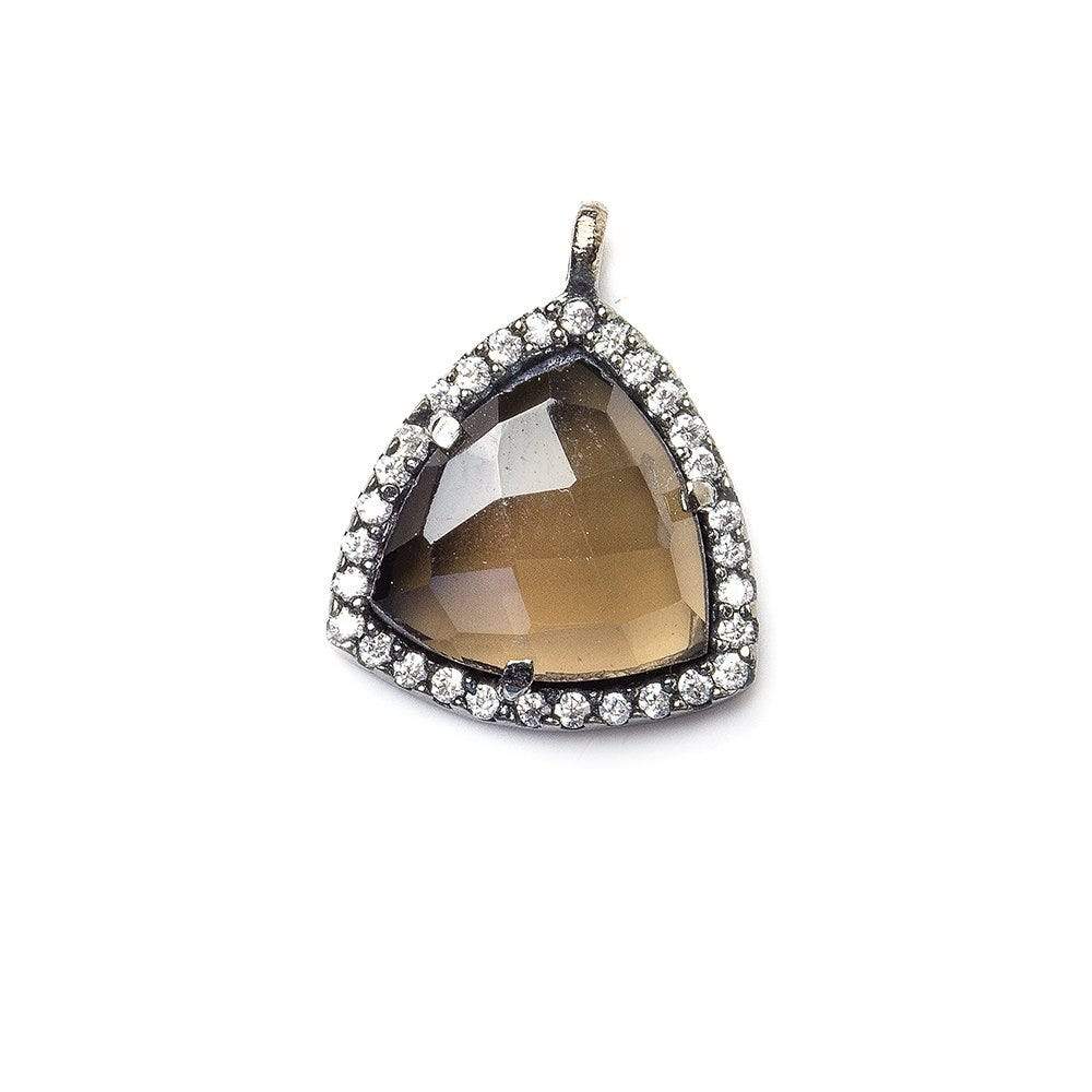 15.5mm Black Gold CZ Bezel Smoky Hydro Quartz Faceted Triangle Pendant 1 piece (ONLINE ORDER ONLY)