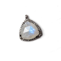 15.5mm Black Gold Bezel White CZ & Rainbow Moonstone Triangle Pendant 1pc (ONLINE ORDER ONLY)
