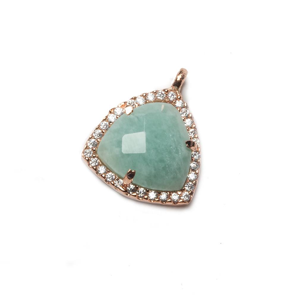 15.5mm Rose Gold Bezel White CZ and Amazonite Triangle Pendant 1 piece (ONLINE ORDER ONLY)