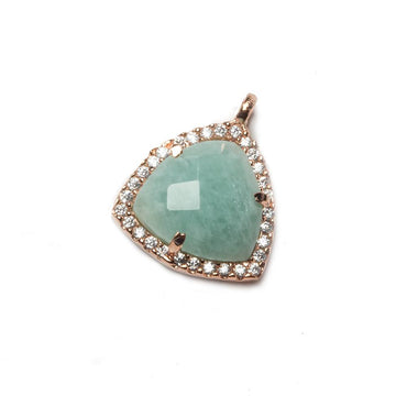 15.5mm Rose Gold Bezel White CZ and Amazonite Triangle Pendant 1 piece (ONLINE ORDER ONLY)
