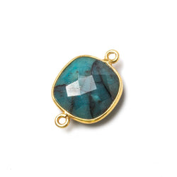 15.5mm Vermeil Bezel Chrysocolla faceted cushion Connector 1 piece (ONLINE ORDER ONLY)