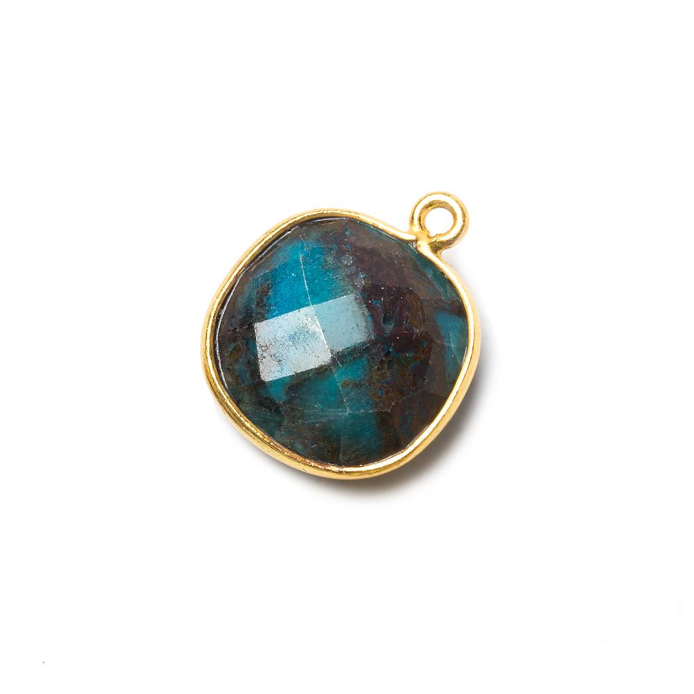 15.5mm Vermeil Bezel Chrysocolla faceted cushion Pendant 1 piece (ONLINE ORDER ONLY)