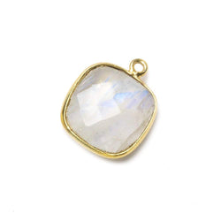 15.5mm Vermeil Bezel Rainbow Moonstone faceted cushion Pendant 1 piece (ONLINE ORDER ONLY)