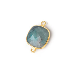 15.5x15.5mm Vermeil Bezeled Chrysocolla Faceted Pillow Connector 1 piece (ONLINE ORDER ONLY)